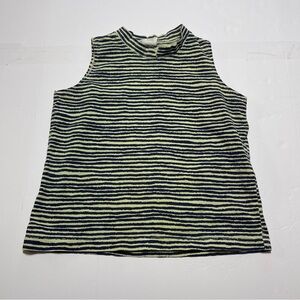 Vintage Sure Fun Yellow Green & Blue Stripe Sleeveless Top Junior’s Size 10-12 M